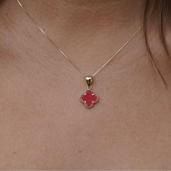 14k Solid Gold Clover Charm | Birthday Gift | Everyday Jewelry | - Picture 1 of 10